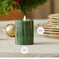 Holiday Green Selenite Flameless Candle Pillar