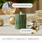 Holiday Green Selenite Flameless Candle Pillar