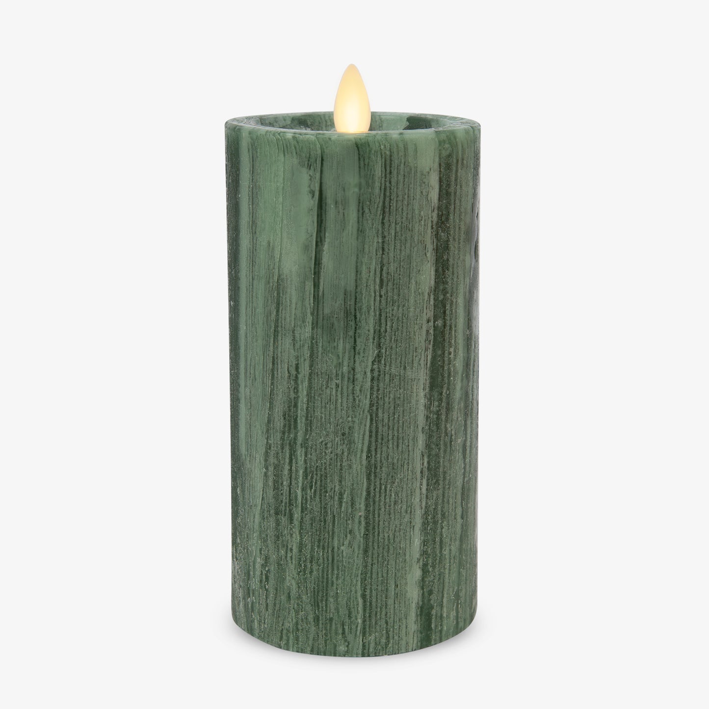 Holiday Green Selenite Flameless Candle Pillar