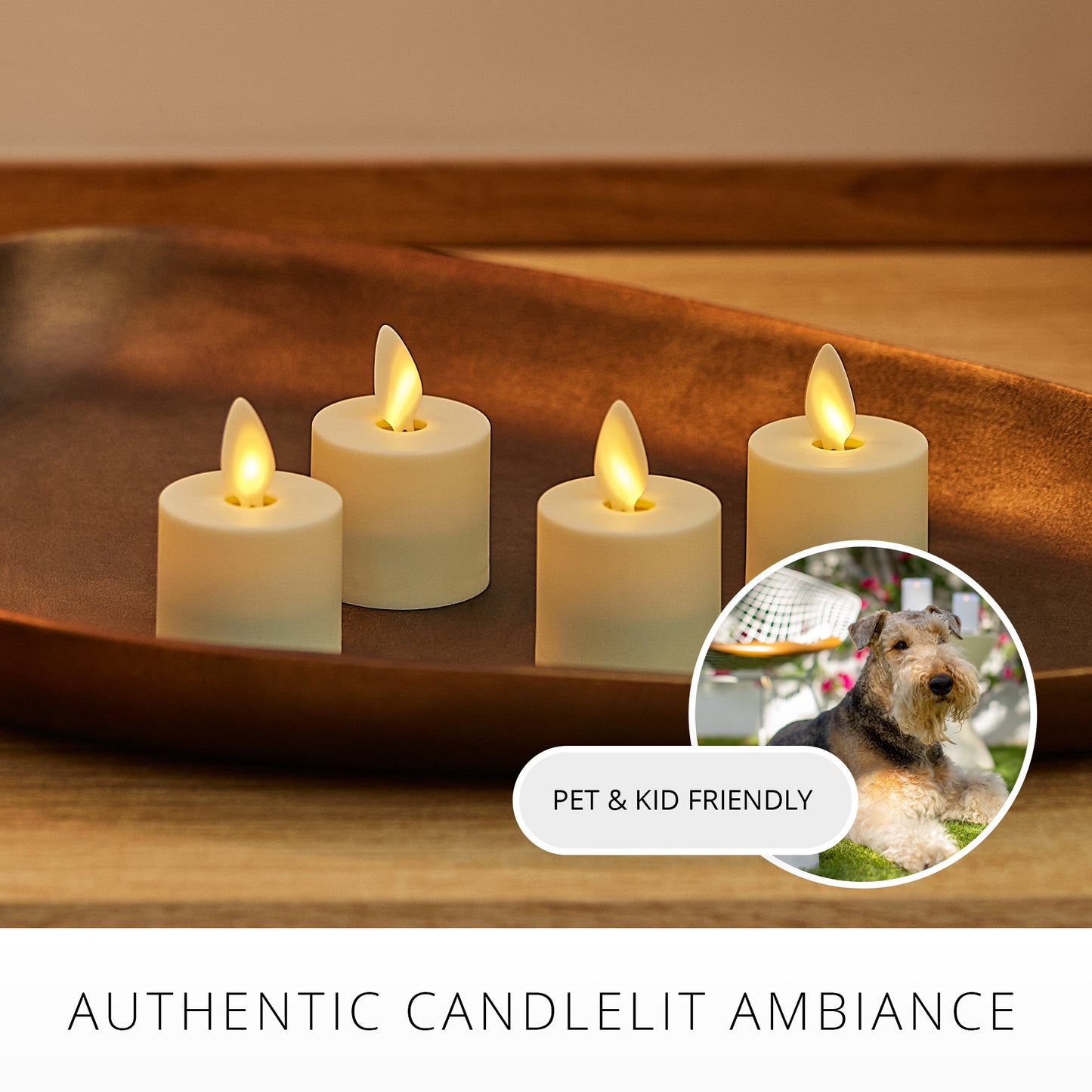 Set of 4 Pearl Ivory Flameless Candle Tealights - Extended Battery Life