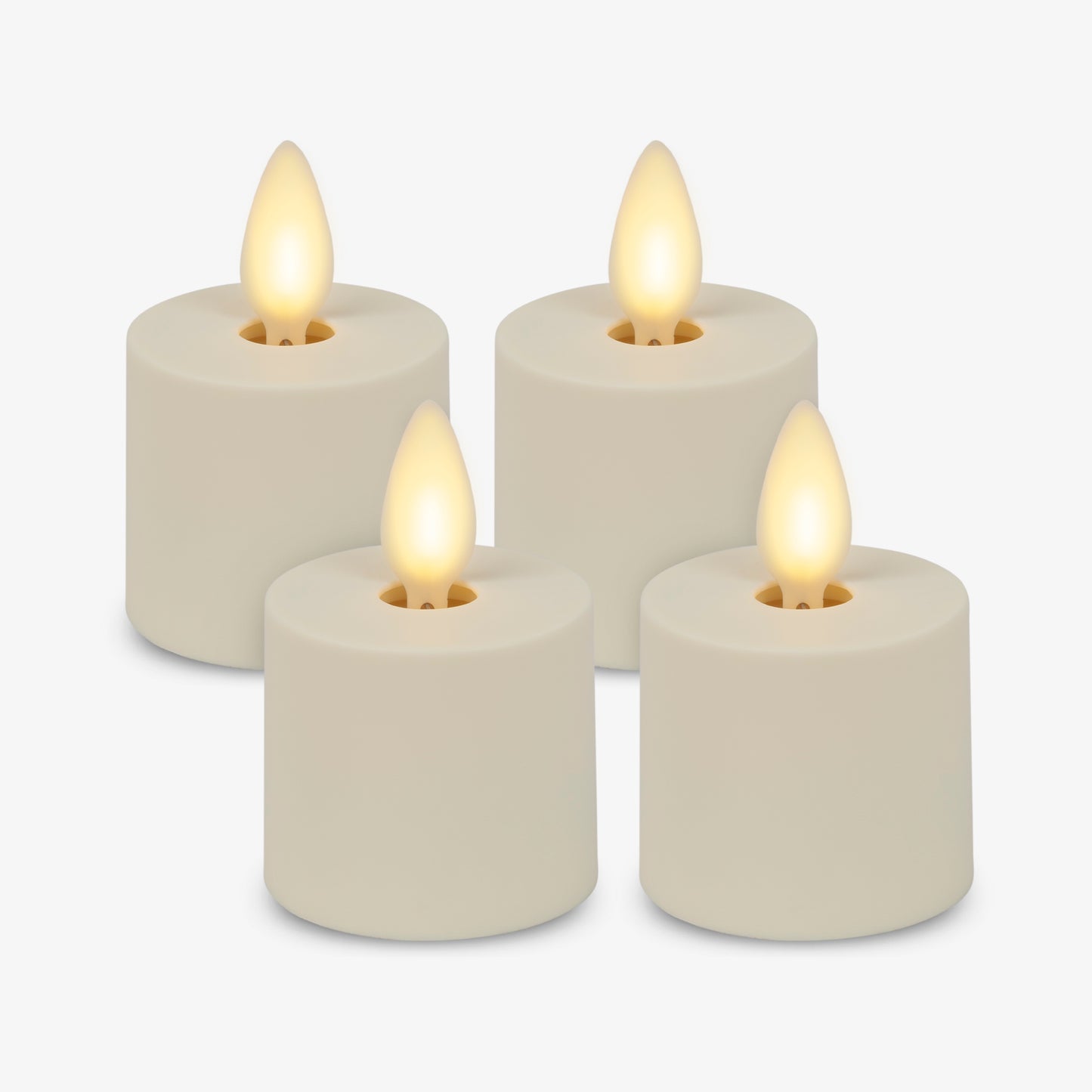 Set of 4 Pearl Ivory Flameless Candle Tealights - Extended Battery Life