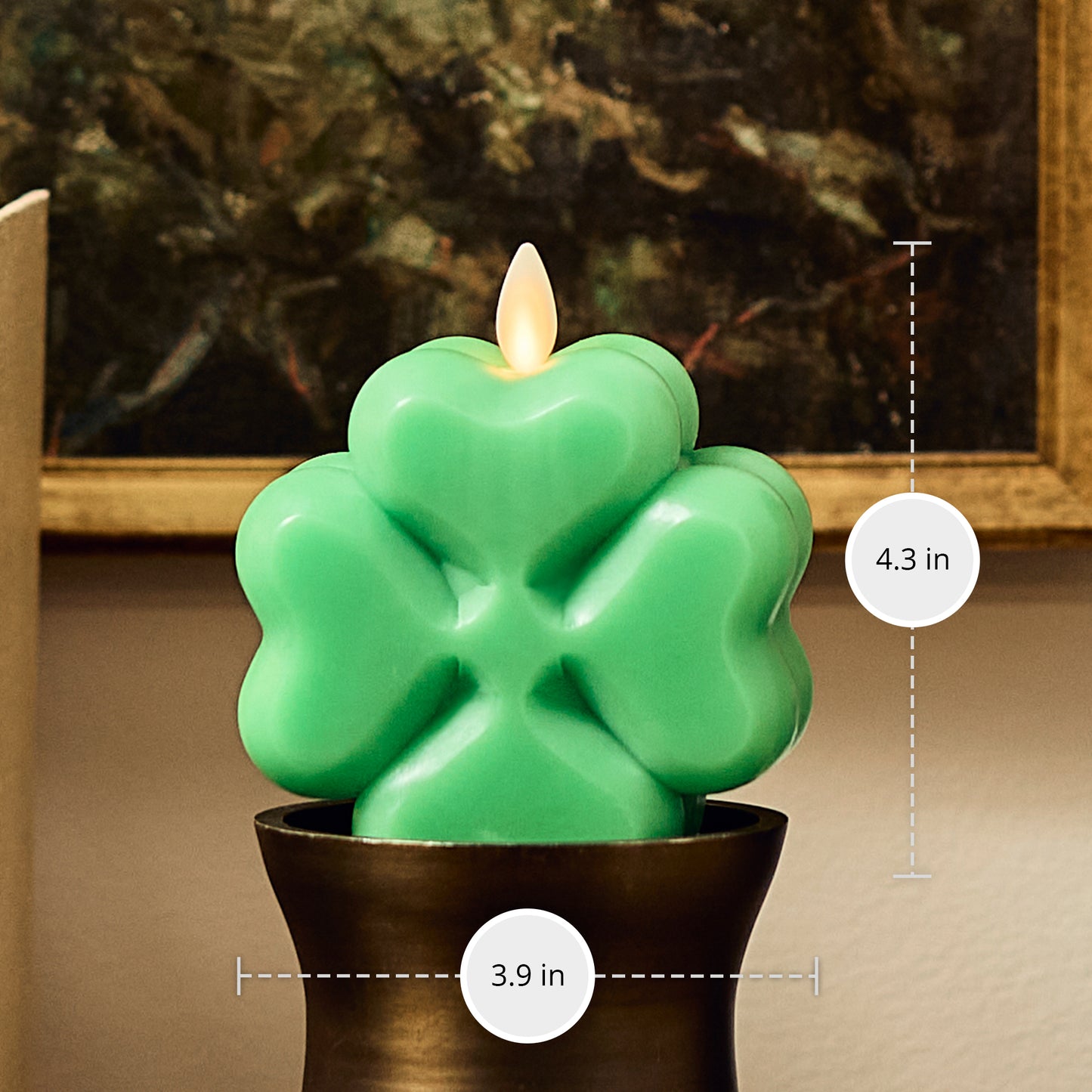 Classic Green Flameless Candle Clover