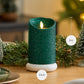 Holiday Green Glitter Flameless Candle Pillar