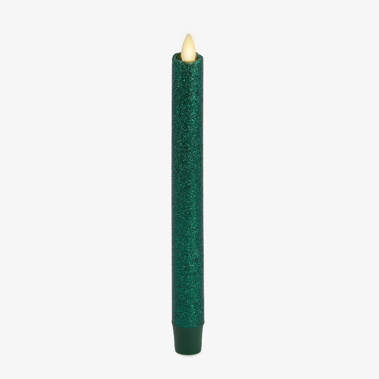 Holiday Green Glitter Flameless Candle Taper