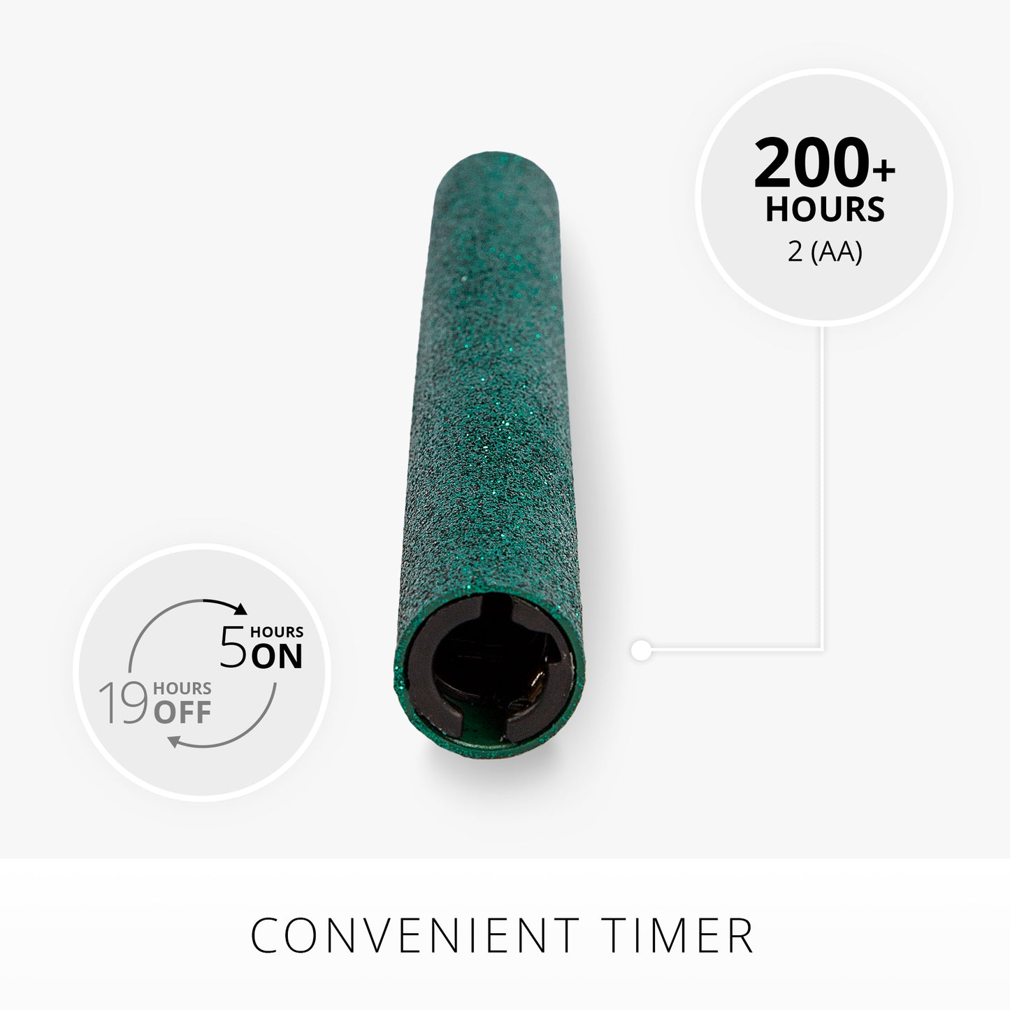 Holiday Green Glitter Flameless Candle Taper