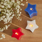 Set of 3 Red, White & Blue Star-shaped Flameless Candle Pillars