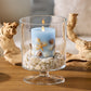Soft Chambray Embedded Seashell & Starfish Flameless Candle Pillars