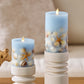 Soft Chambray Embedded Seashell & Starfish Flameless Candle Pillars