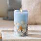 Soft Chambray Embedded Seashell & Starfish Flameless Candle Pillars
