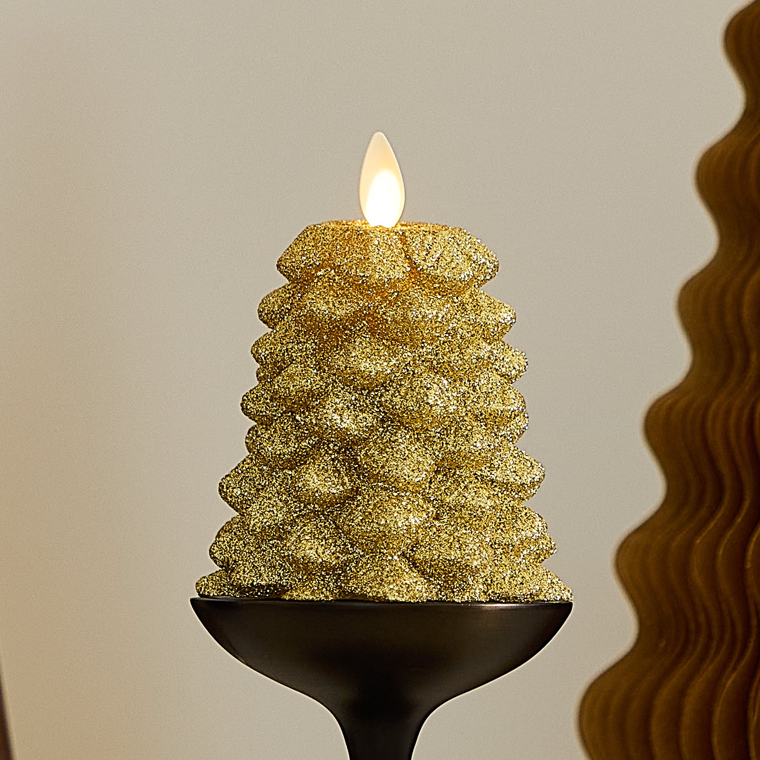 money tree candle Rich Gold Glitter Flameless Candle North Tree 3.3" x 4.3"