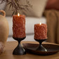 Caramel Café Embossed Leaves Flameless Candle Pillars