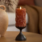 Caramel Café Embossed Leaves Flameless Candle Pillars