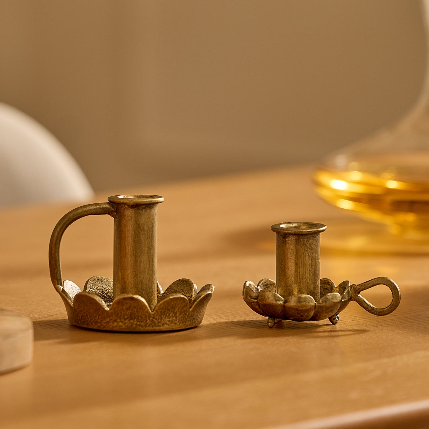 Brass Wrought Iron Scalloped Taper Holders