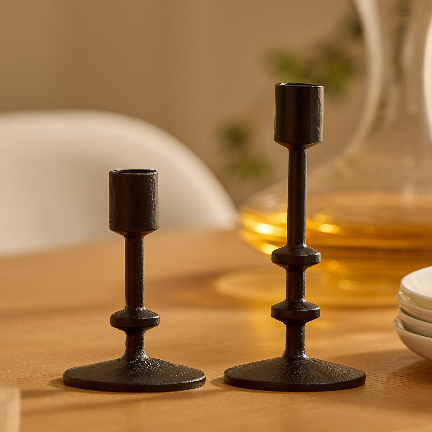 Black Wrought Iron Modern Taper Holders