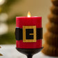 Holiday Red Santa Belt Flameless Candle Pillar
