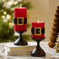 Holiday Red Santa Belt Flameless Candle Pillar