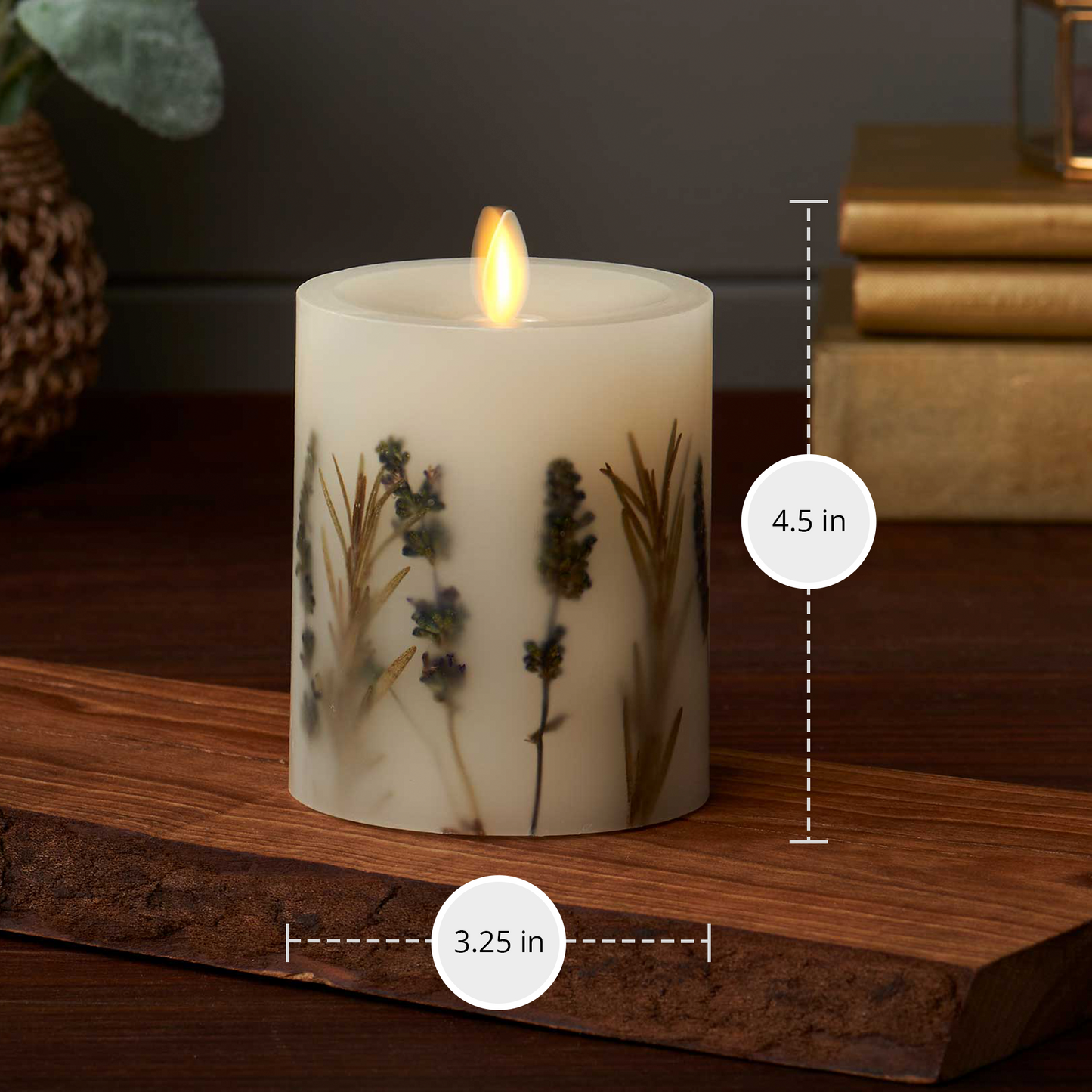 Flameless Embedded Lavender & Rosemary Candle Pillar - Recessed Top