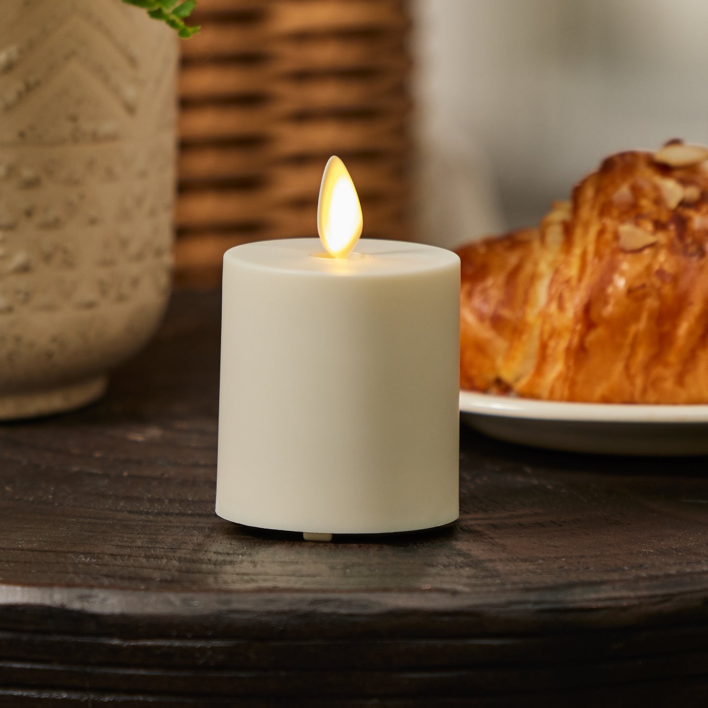 Pearl Ivory Outdoor Flameless Candle Votive - Flat Top