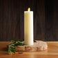 Ivory Flameless Candle Slim Pillar - Recessed Top - 2" Width