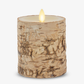 Real Birch Wood Flameless Candle Pillar - Recessed Top - 3.5" Width