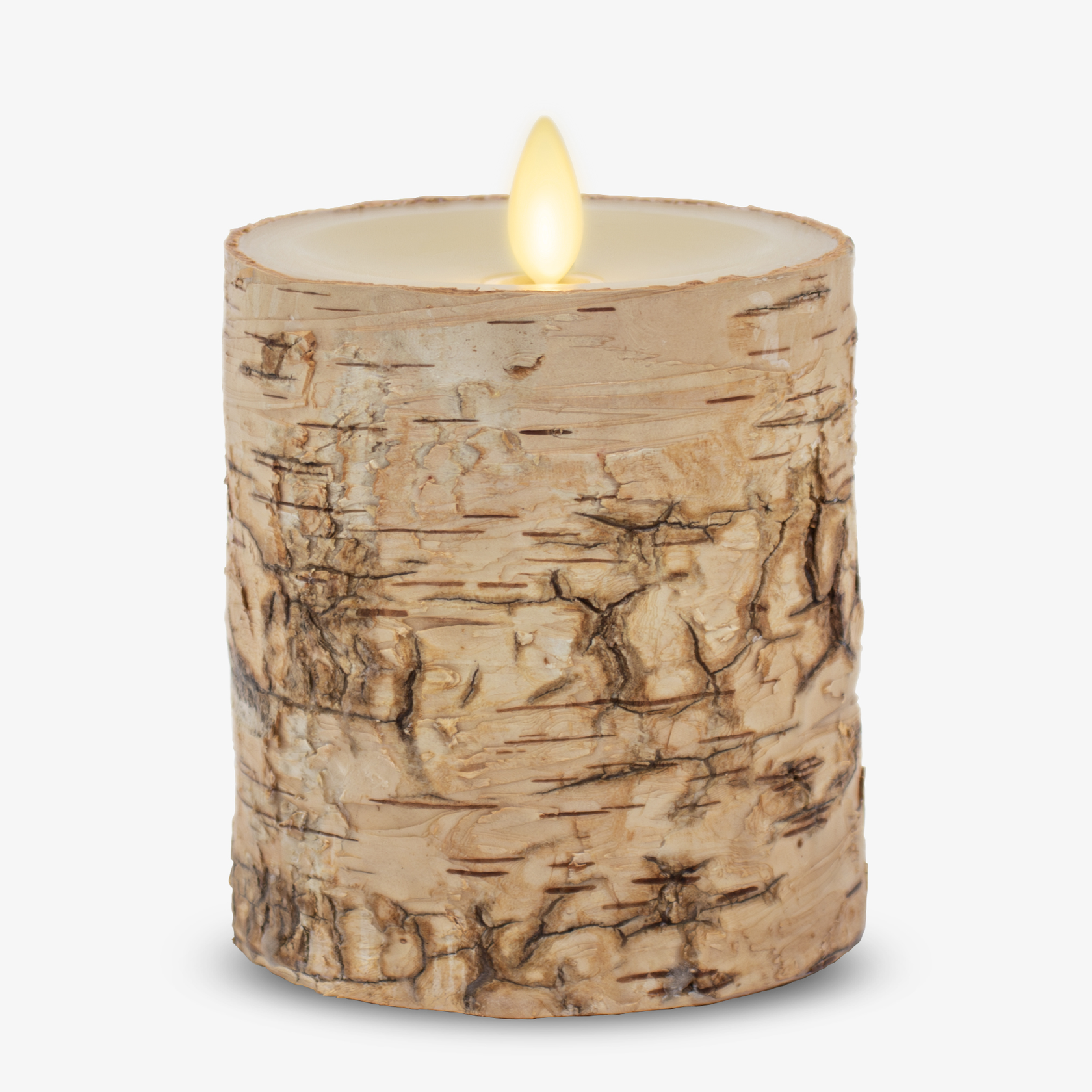 Real Birch Flameless Candle Pillar - Recessed Top Luminara