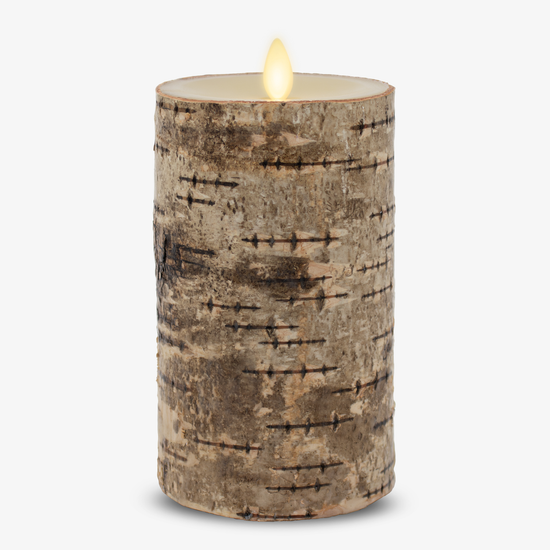 Real Birch Flameless Candle Pillar - Recessed Top Luminara