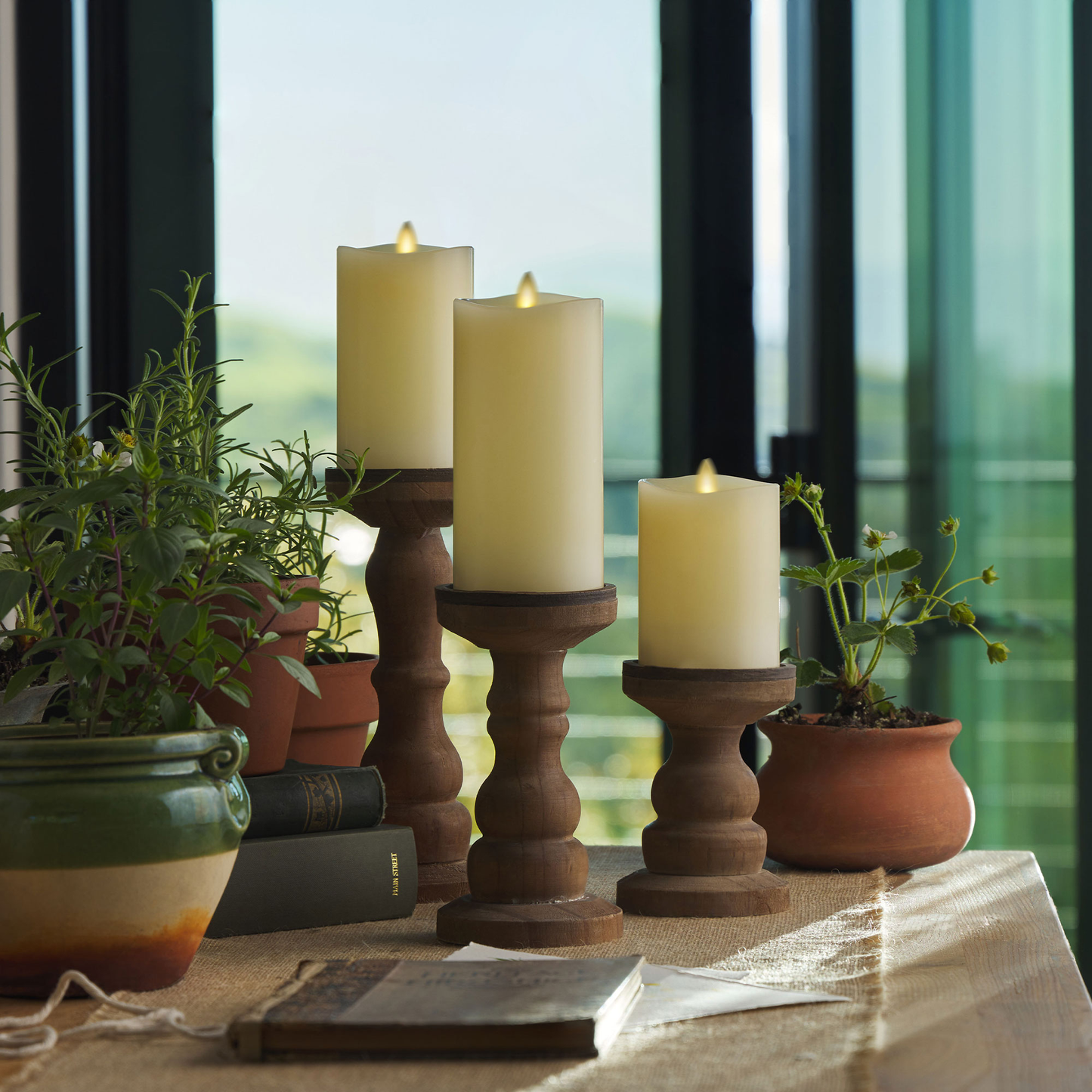 an image of Luminara's ivory flameless candle pillars