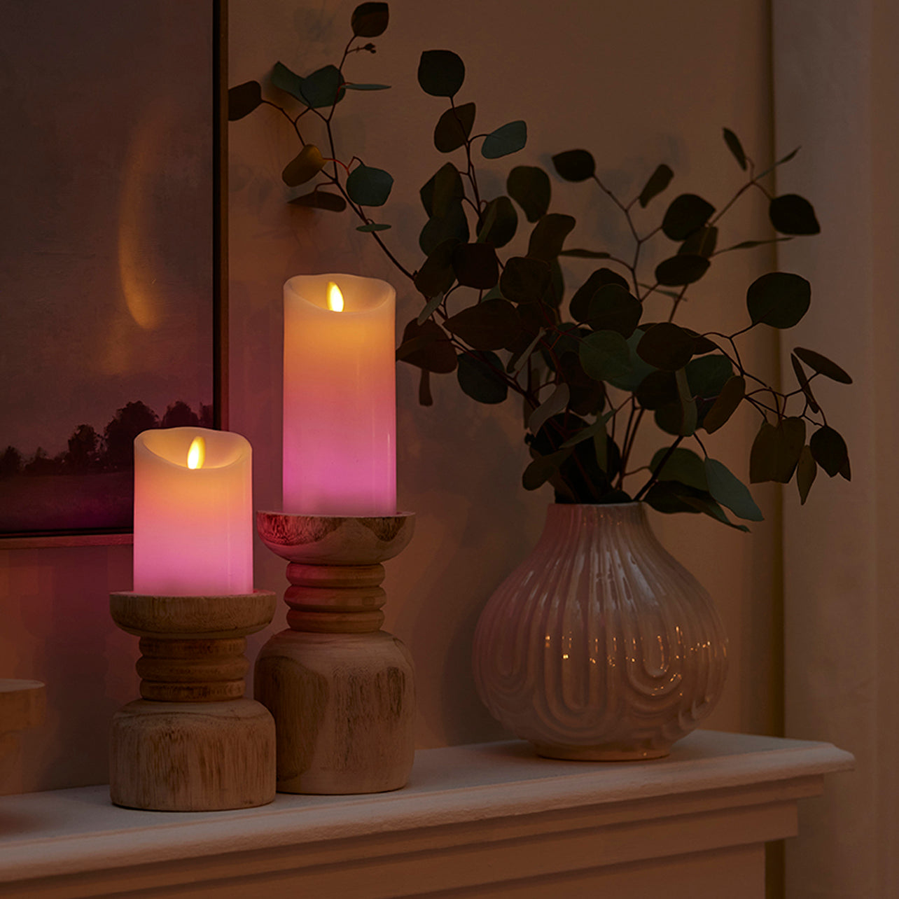 Flameless Color Changing Candle Pillar with Remote - Scallop Top - 3" Width