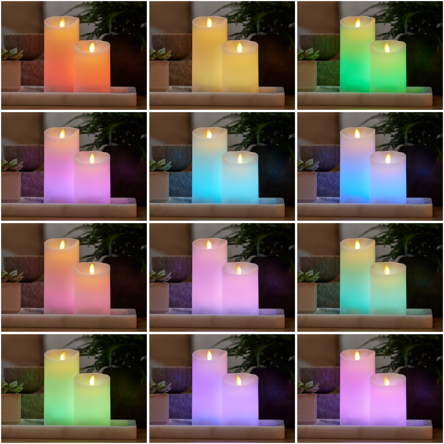 Flameless Color Changing Candle Pillar with Remote - Scallop Top - 3" Width