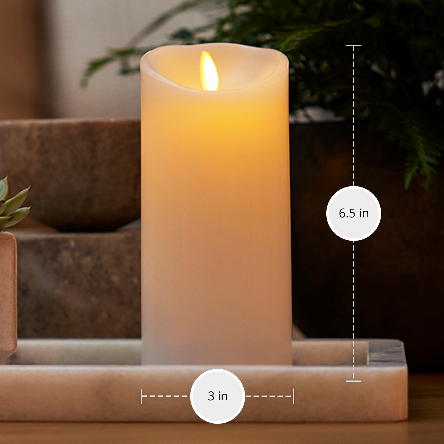 Flameless Color Changing Candle Pillar with Remote - Scallop Top - 3" Width