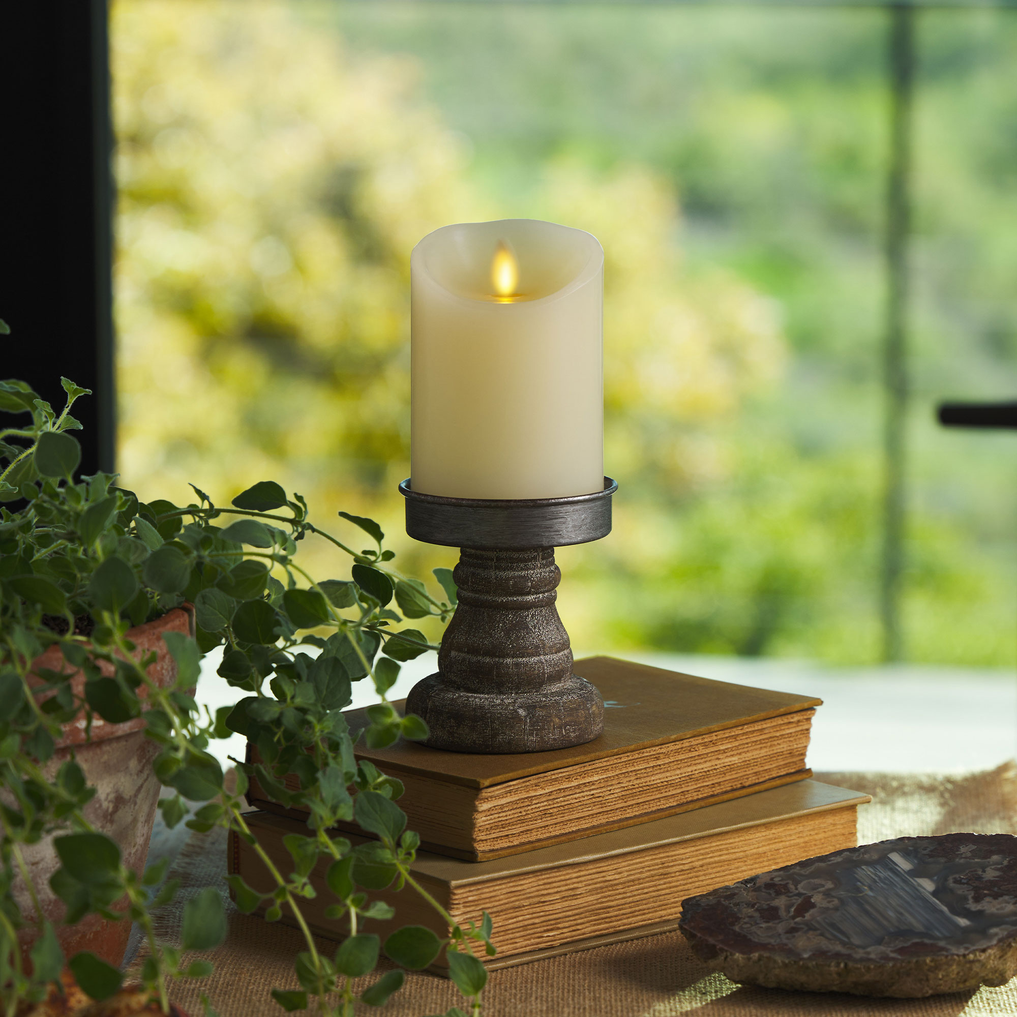 Luminara - Flameless LED Candle - Glass Mason Jar With Lid - Ivory