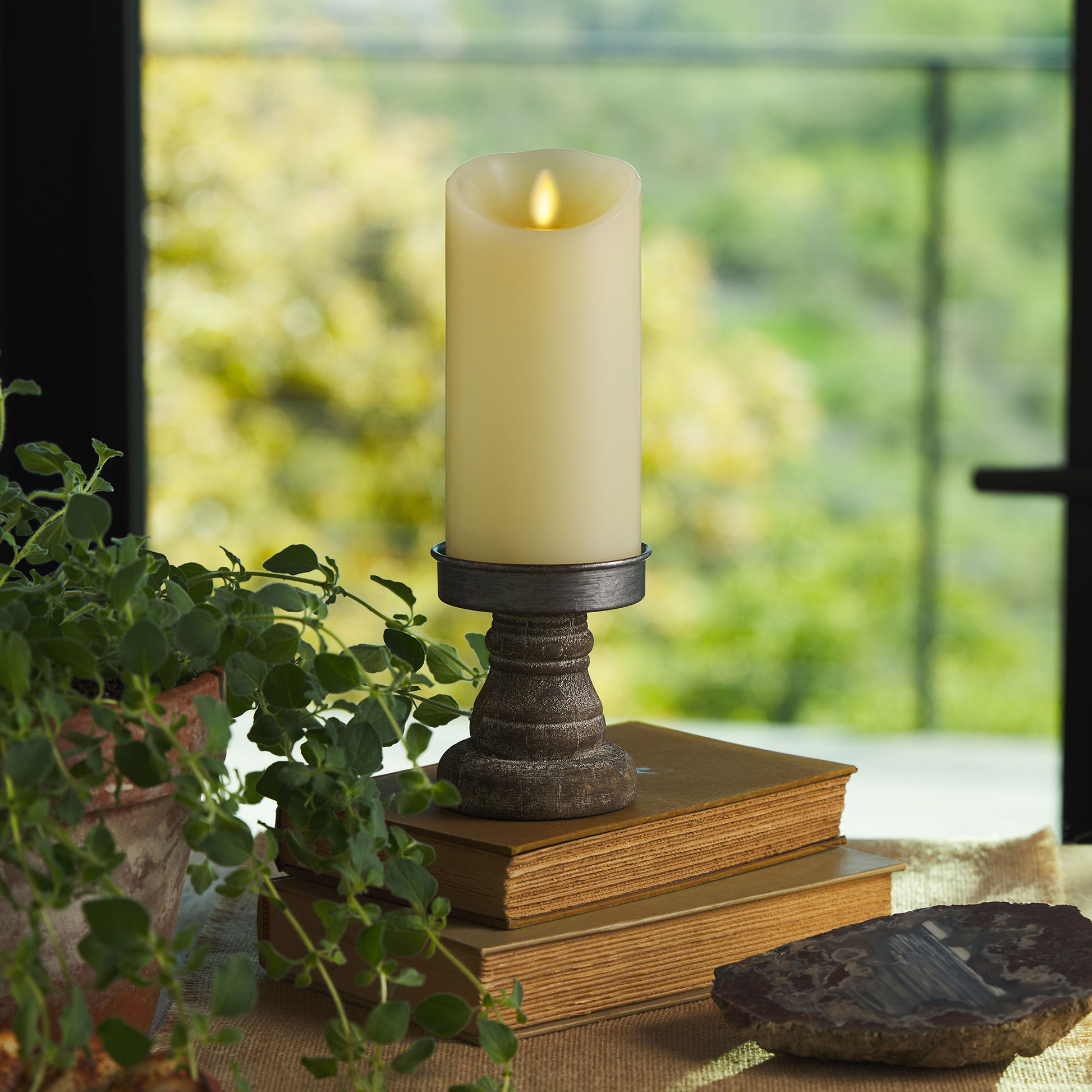 7-Piece Outdoor LED Pillar Candle Set, Ivory
