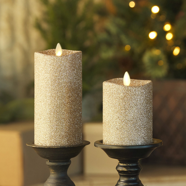 Glitter Pillar Candles Tutorial