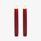 Burgundy Flameless Candle Tapers - Flat Top - 6.75" Height - Set of 2