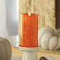 Mottled Harvest Pumpkin Flameless Candle Pillar - Melted Top