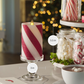 Red Candy Cane Wide Glitter Stripe White Flameless Candle Pillar