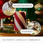 Red Candy Cane Wide Glitter Stripe White Flameless Candle Pillar