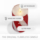 Red Candy Cane Wide Glitter Stripe White Flameless Candle Pillar