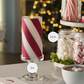 Red Candy Cane Wide Glitter Stripe White Flameless Candle Pillar