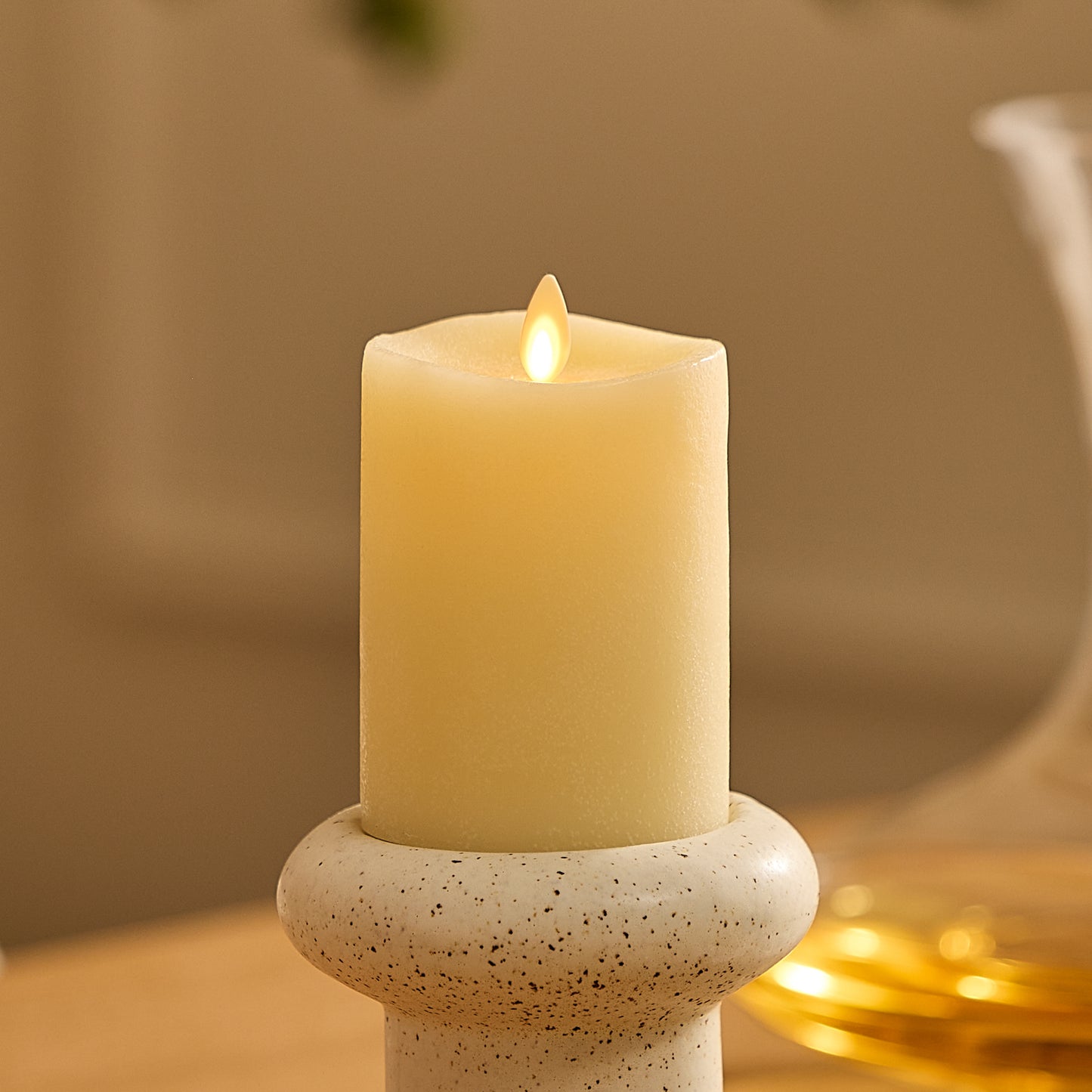 Chalky Ivory Flameless Candle Pillar