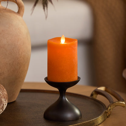 Chalky Burnt Orange Flameless Candle Pillar