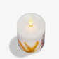 Embedded Fall Leaves & Twigs Flameless Candle Pillar - Recessed Top
