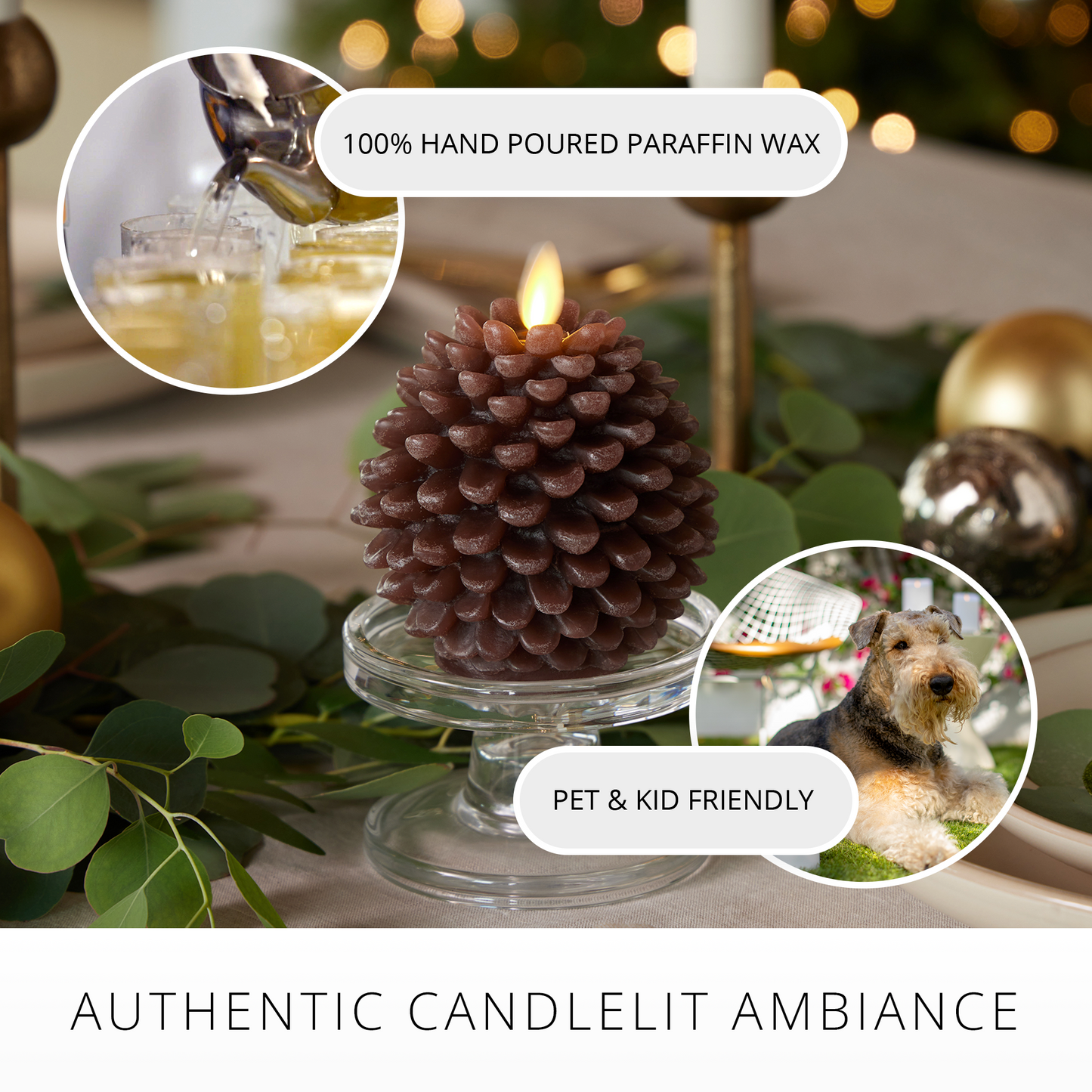 Brown Flameless Candle Pinecone