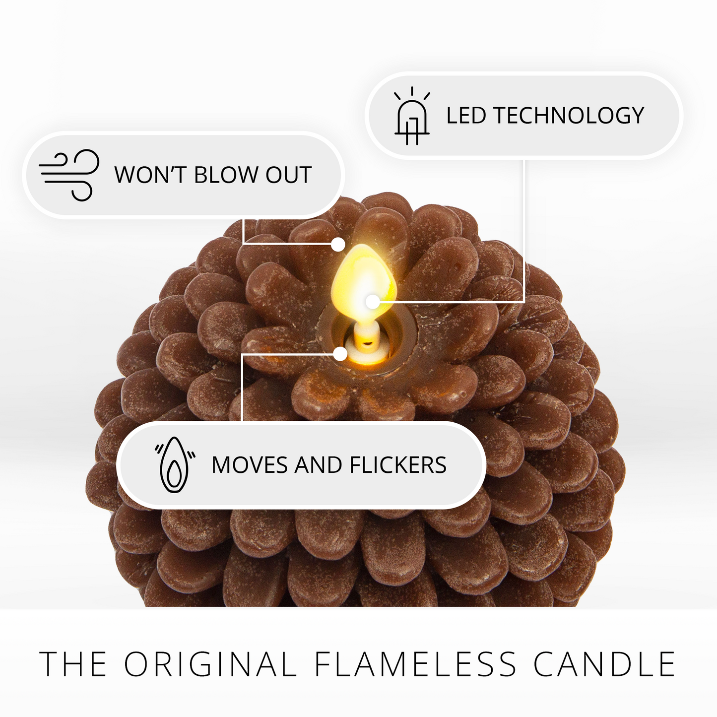 Brown Flameless Candle Pinecone