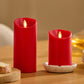 True Red Flameless Candle Pillar - Scallop Top - 3" Width