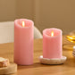 Saga Rose Flameless Candle Pillar - Scallop Top - 3" Width