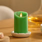 Vibrant Green Flameless Candle Pillar - Scallop Top - 3" Width