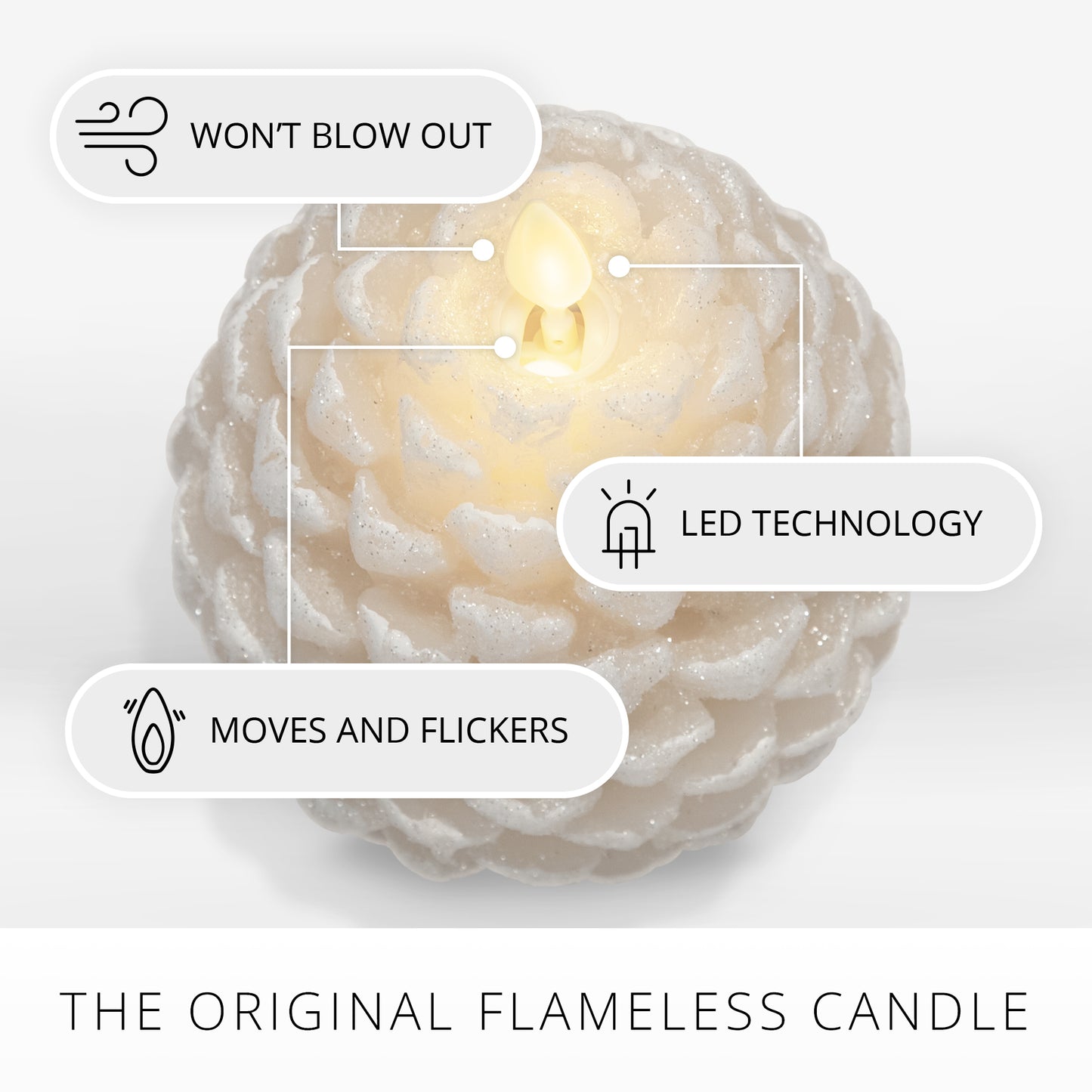 White Swan Flameless Candle Pinecone