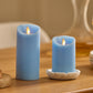 Airy Blue Flameless Candle Pillar - Scallop Top - 3" Width