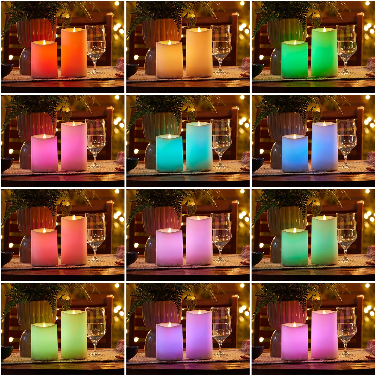 Outdoor Color Changing Flameless Candle Pillar with Remote - Melted Top - 3.75" Width